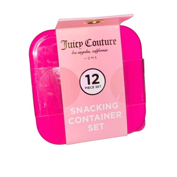 Juicy Couture Home 12 Piece Pink Glitter Snacking Container Set Food Storage 6oz - Picture 4 of 8